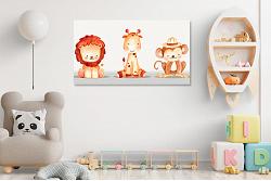 Tablou canvas camera copii leu girafa maimutica