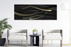 Tablou canvas abstract forme negre aurii