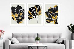 Tablouri abstracte flori negru auriu