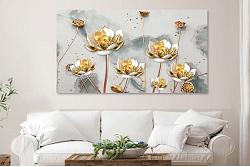 Tablou canvas flori aurii stil