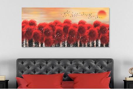 Tablou canvas peisaj copaci rosii