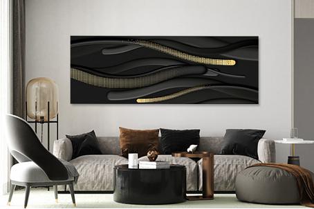 Tablou canvas abstract forme negre aurii