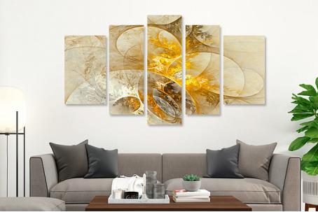 Tablouri canvas abstract living auriu si gri